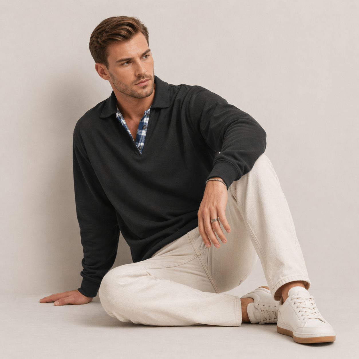 Arlen | Men’s Polo Collar Sweatshirt with Long Sleeves