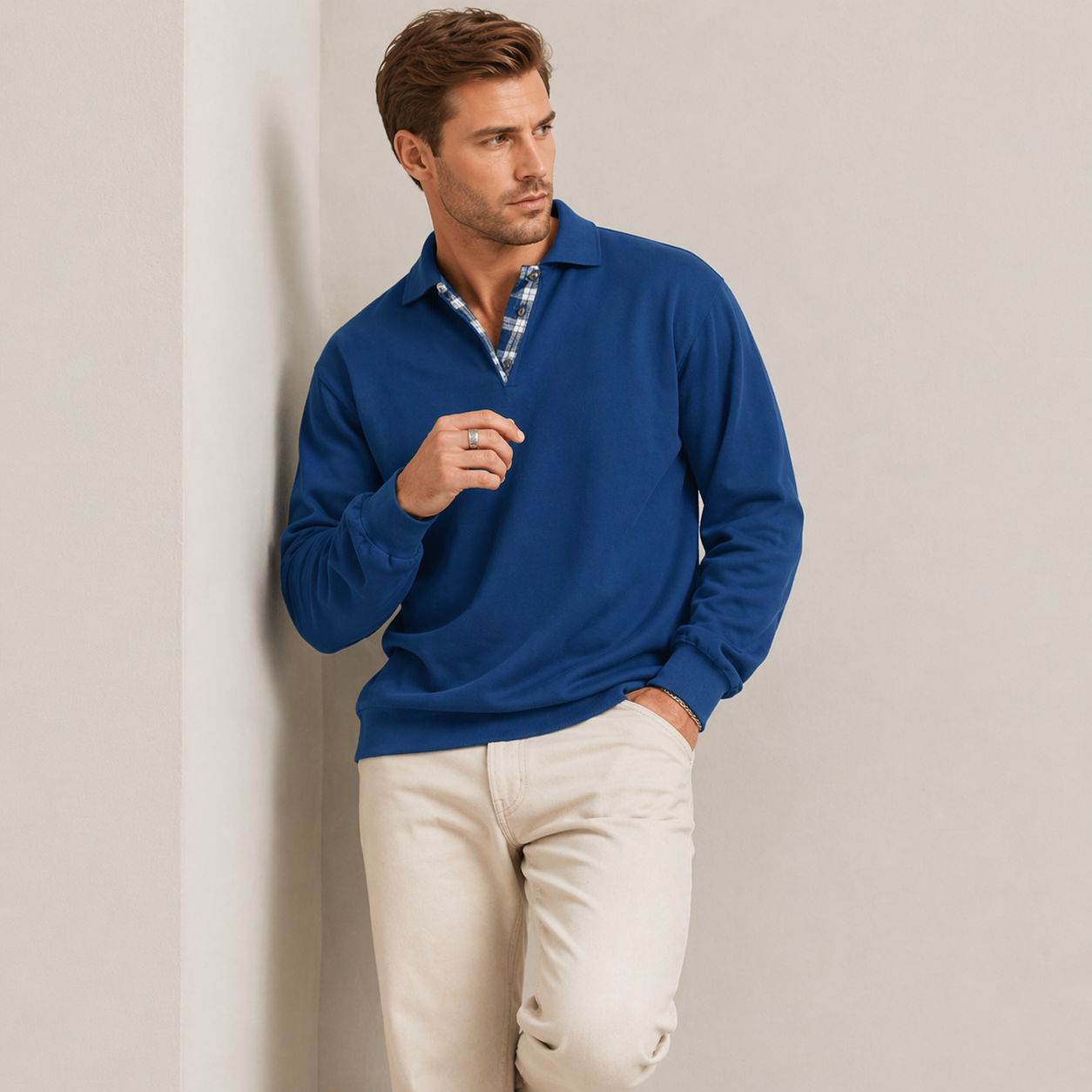 Arlen | Men’s Polo Collar Sweatshirt with Long Sleeves