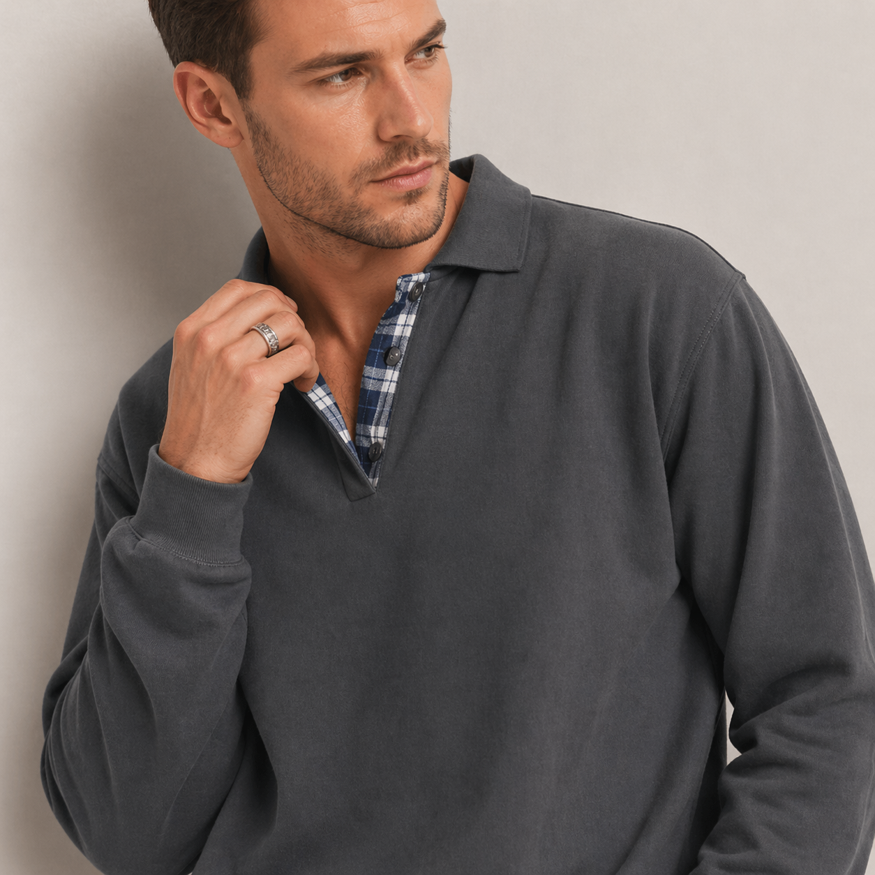 Arlen | Men’s Polo Collar Sweatshirt with Long Sleeves