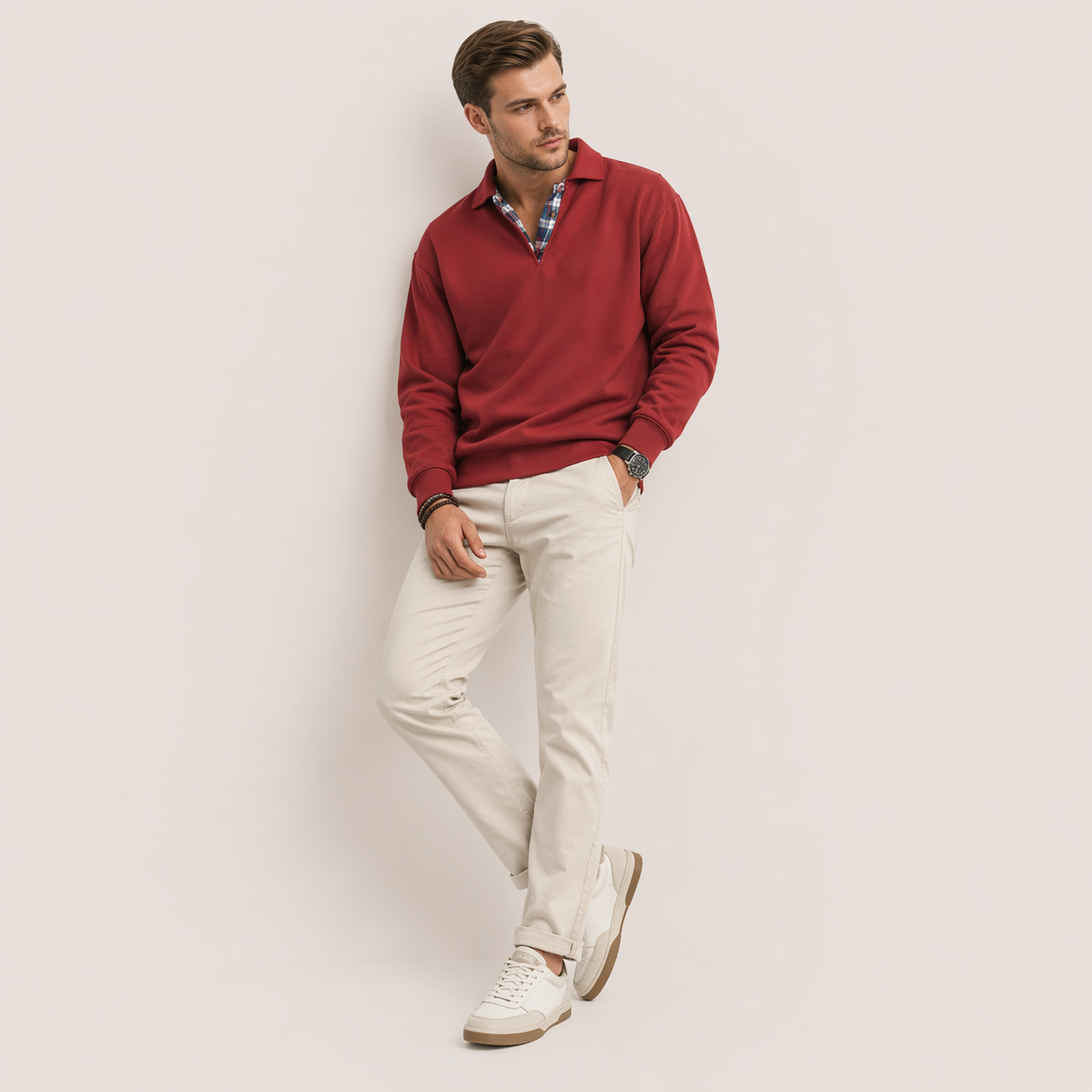 Arlen | Men’s Polo Collar Sweatshirt with Long Sleeves