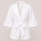 Solene | Women’s Belted Linen-Style Playsuit with Long Sleeves