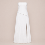 Serene | Women’s Strapless Pleated Midi Dress with Side Slit
