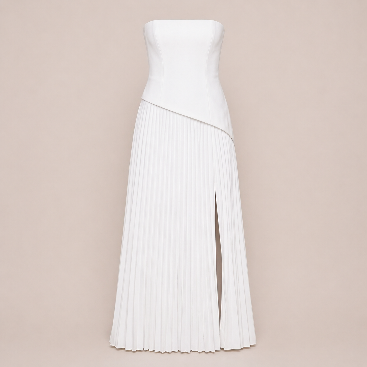 Serene | Women’s Strapless Pleated Midi Dress with Side Slit