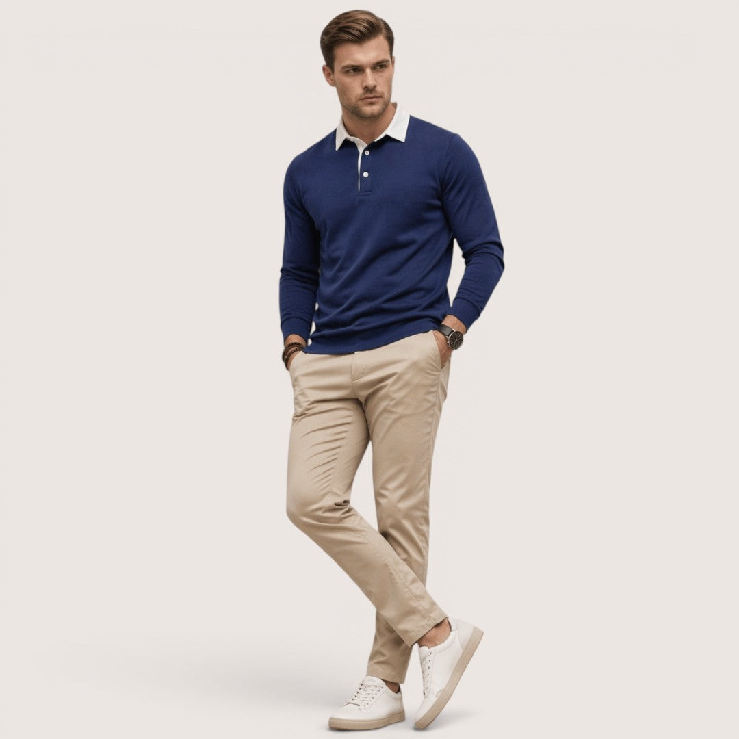 Nolan | Men’s Polo Collar Sweatshirt with Contrast Collar