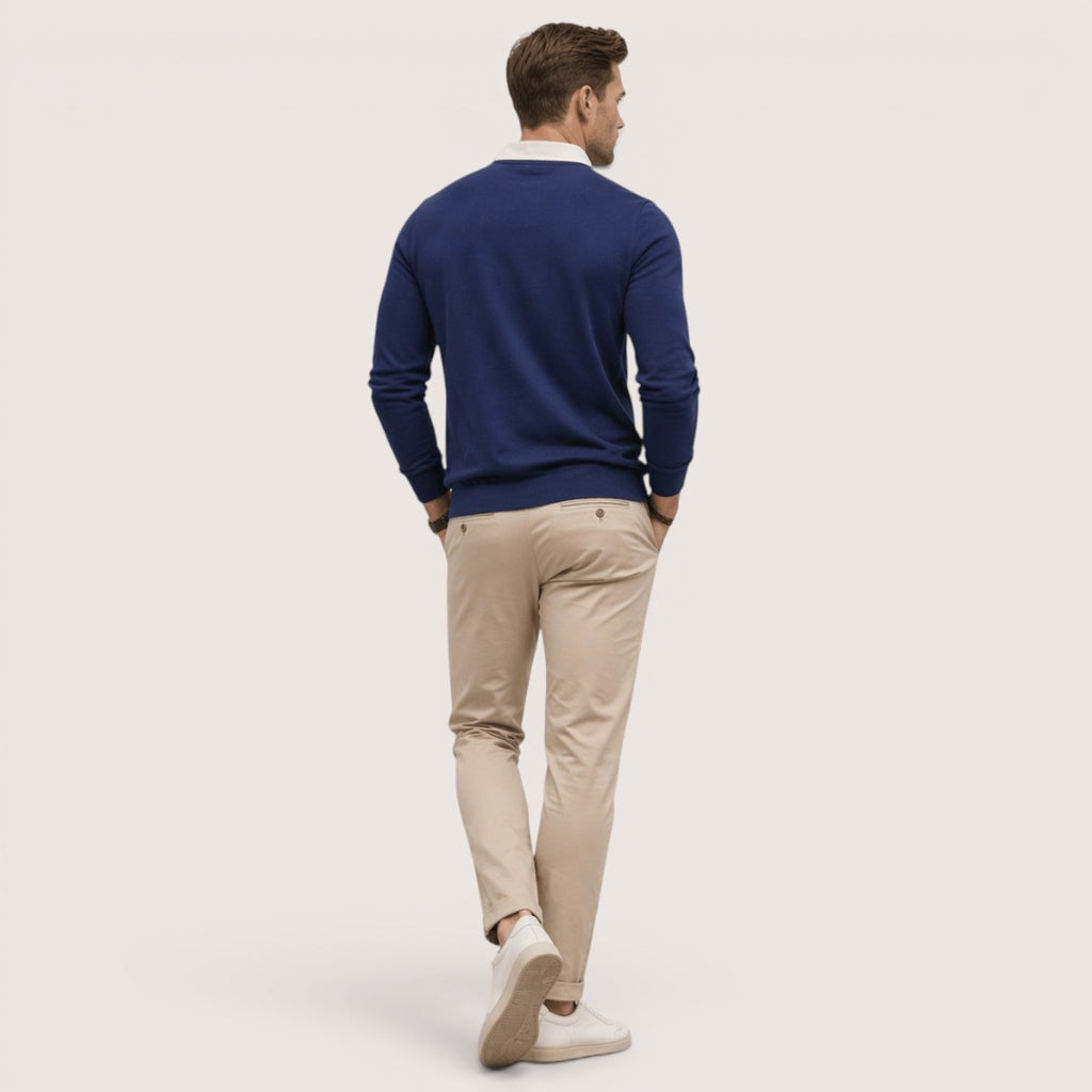 Nolan | Men’s Polo Collar Sweatshirt with Contrast Collar