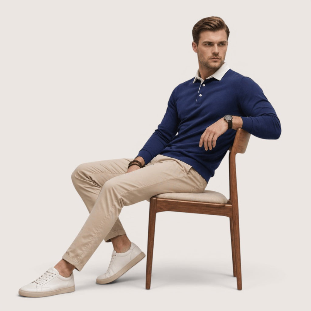 Nolan | Men’s Polo Collar Sweatshirt with Contrast Collar