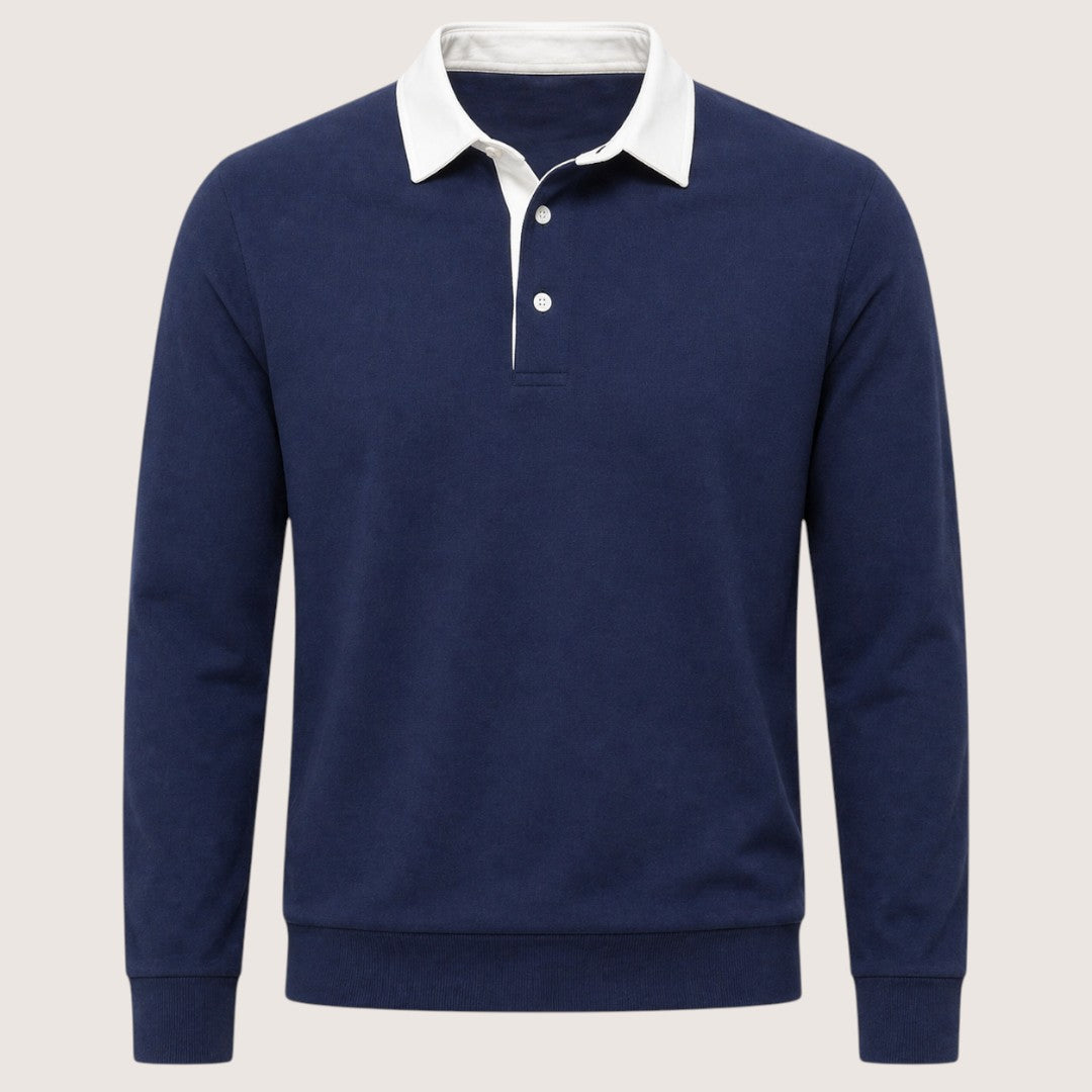 Nolan | Men’s Polo Collar Sweatshirt with Contrast Collar
