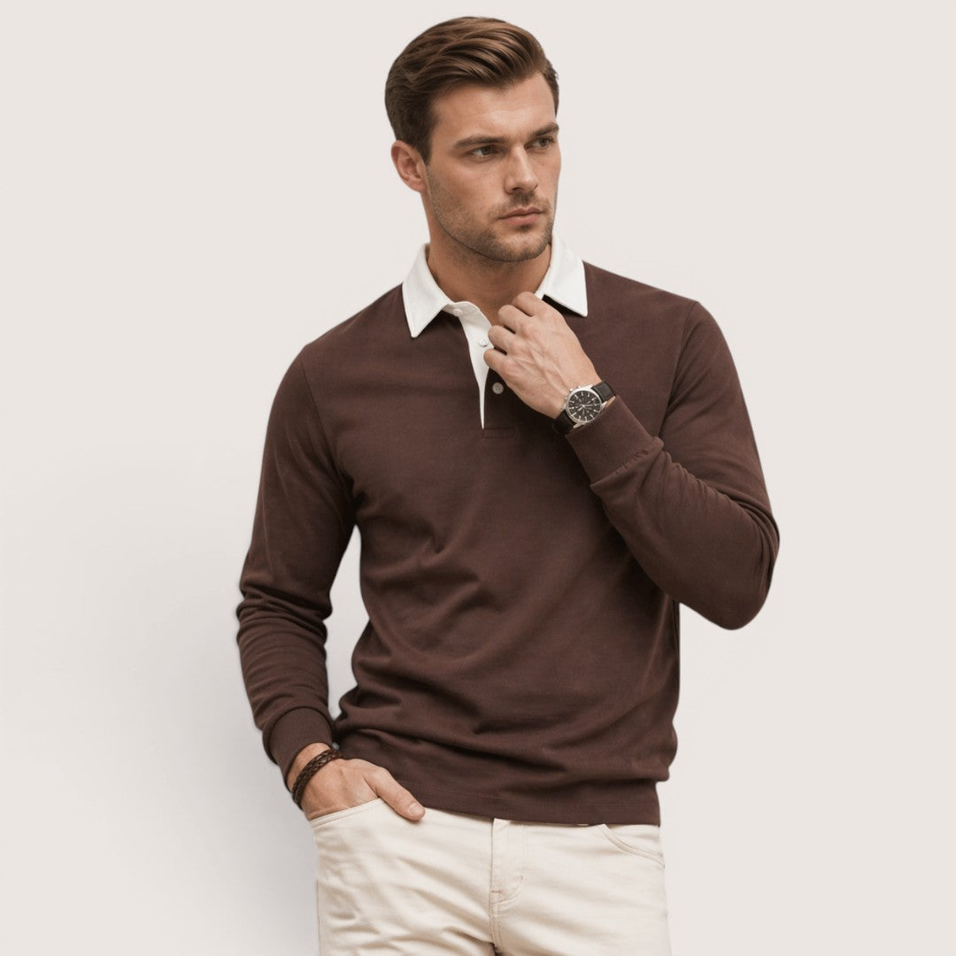 Nolan | Men’s Polo Collar Sweatshirt with Contrast Collar