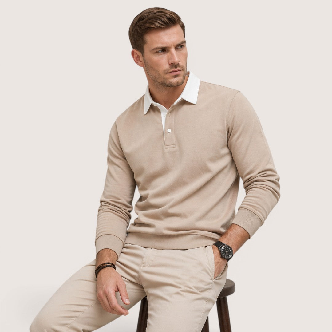 Nolan | Men’s Polo Collar Sweatshirt with Contrast Collar