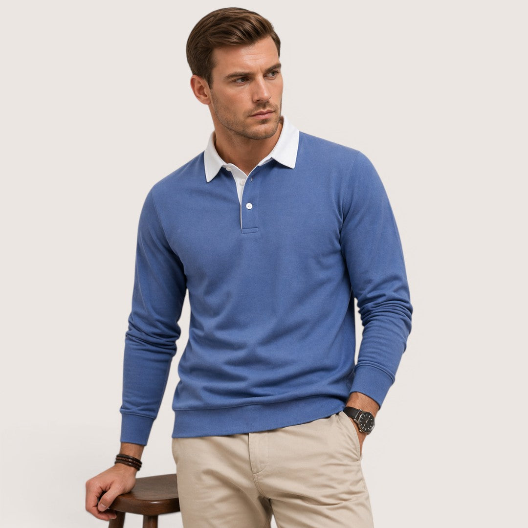 Nolan | Men’s Polo Collar Sweatshirt with Contrast Collar