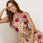 Liora | Women’s Floral Embroidered Mesh Midi Dress
