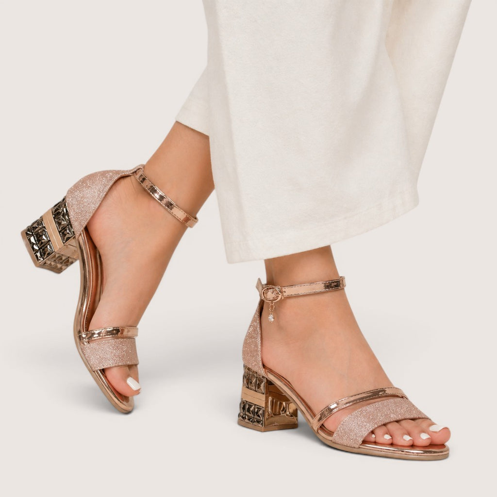 Aurelia | Women’s Sparkle Strap Low Block Heel Sandals