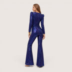 Celestia | Women’s Sequin Long Sleeve Flared Jumpsuit