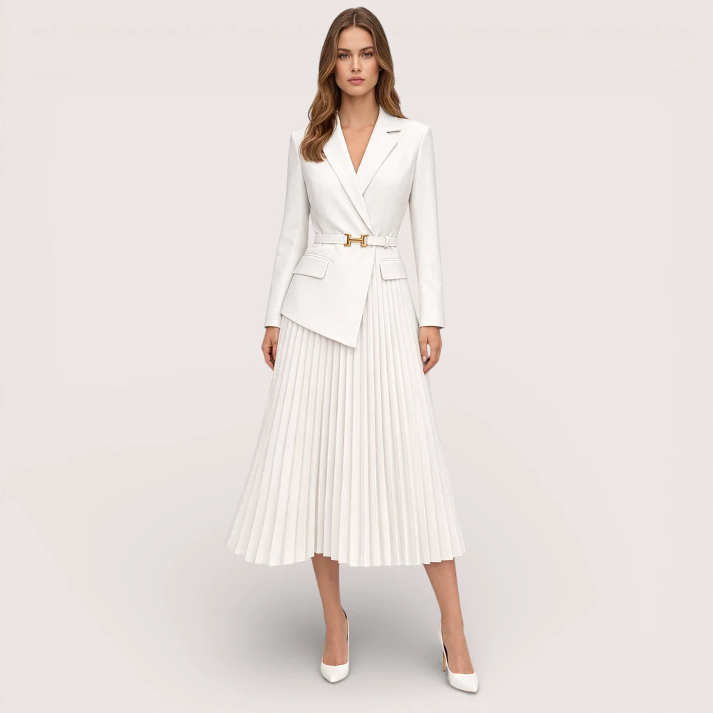 Virella | Women’s Blazer Pleated Midi Dress