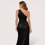 Aria | Women’s One-Shoulder Satin Maxi Dress with High Slit