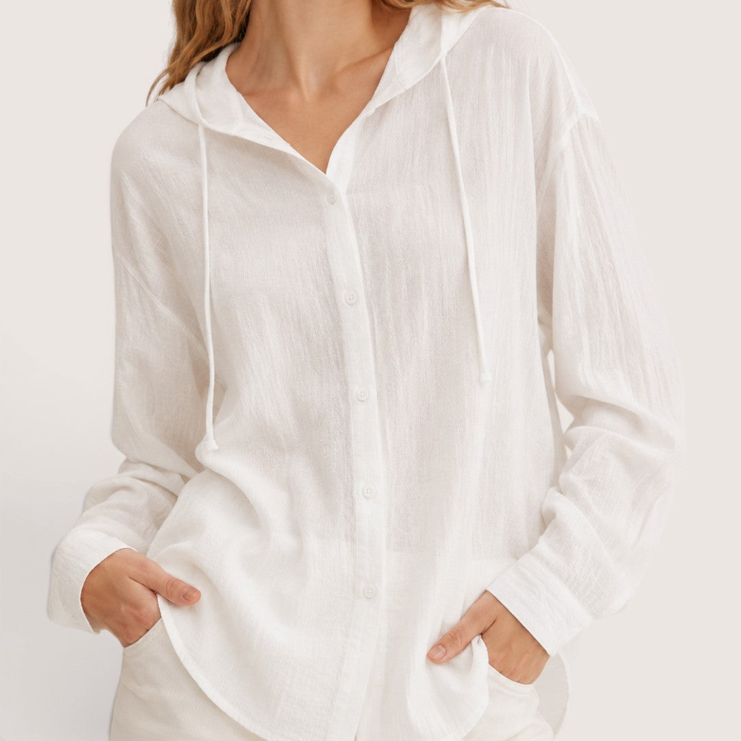 Lunessa | Women’s Lightweight Hooded Button Shirt