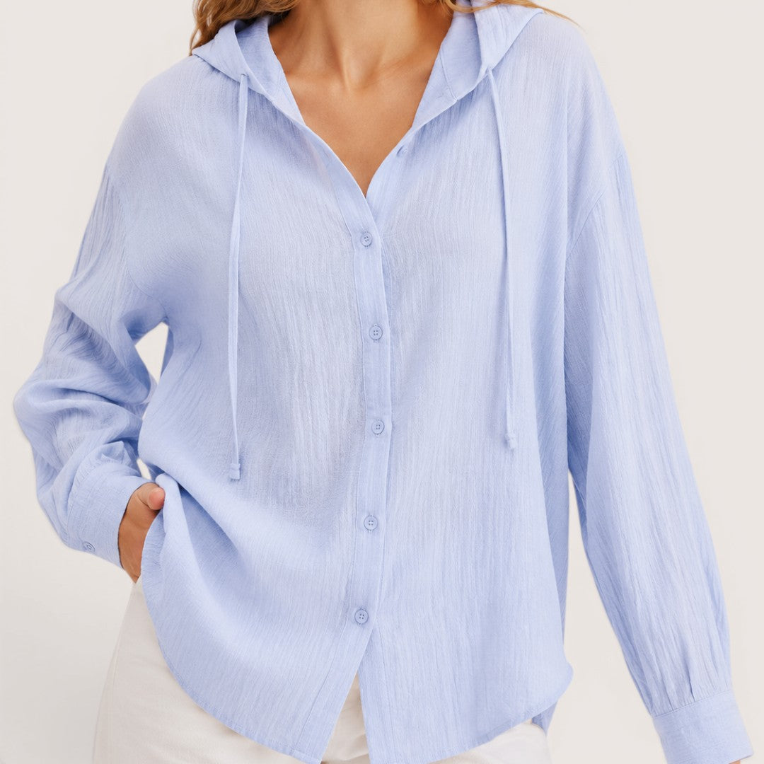 Lunessa | Women’s Lightweight Hooded Button Shirt