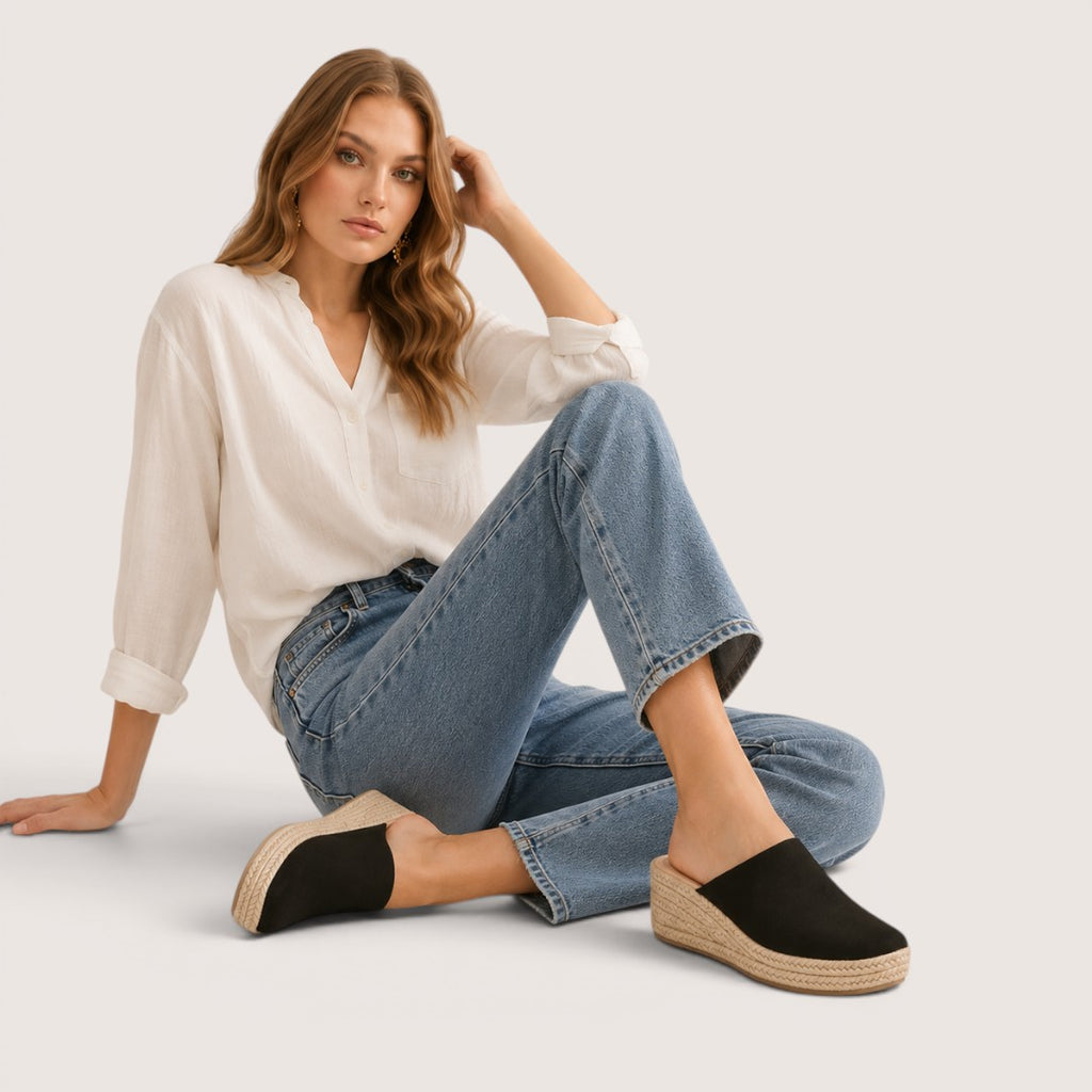 Selmira | Women’s Espadrille Wedge Mule Loafers