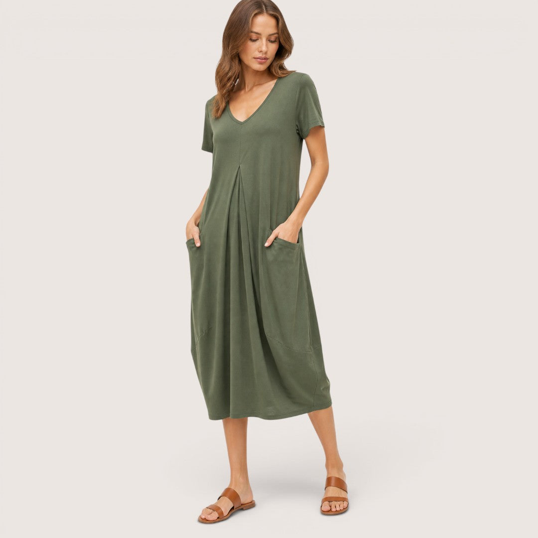 Terravelle | Women’s Relaxed Pocket Midi Dress