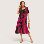 Azurielle | Women’s Abstract Print Midi Dress