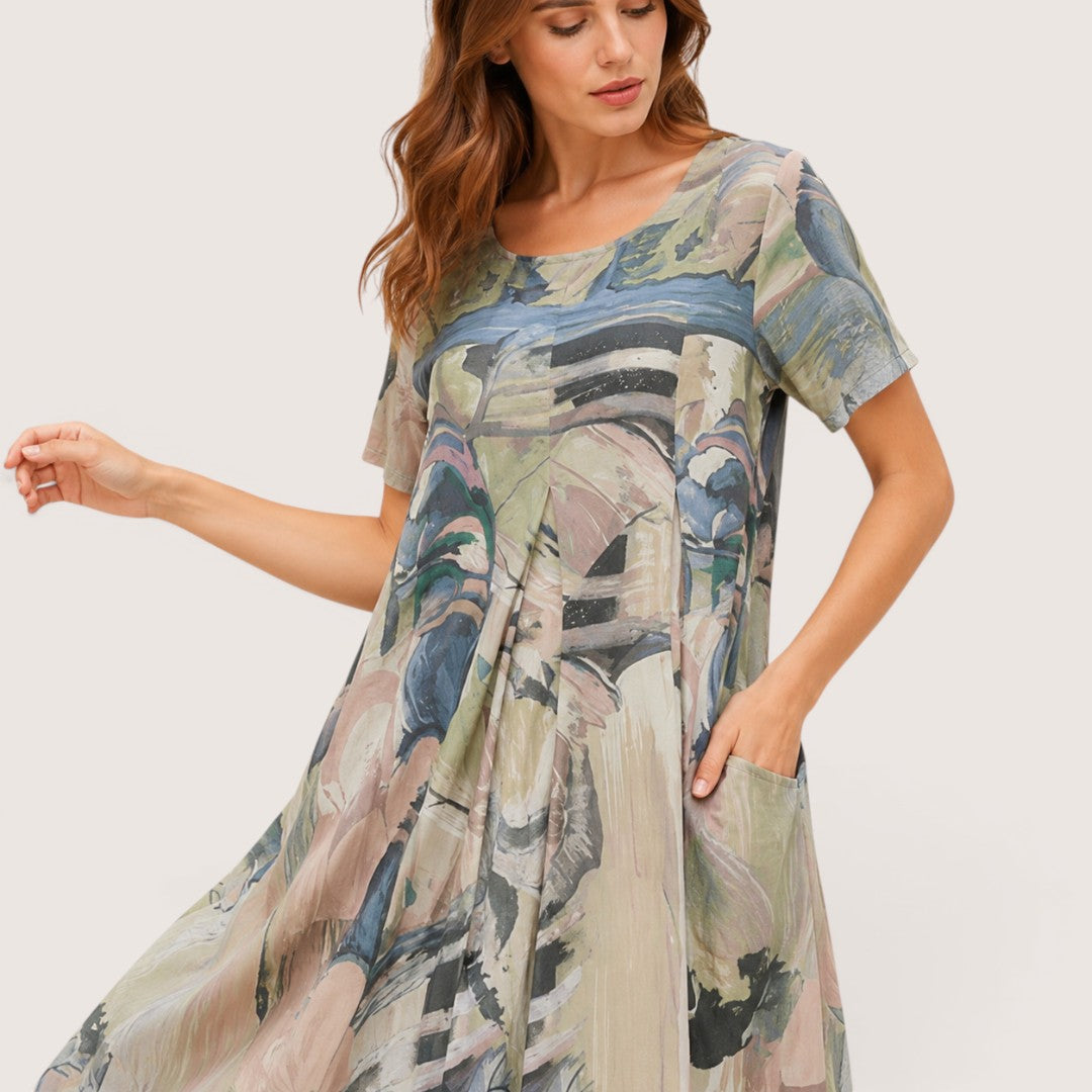 Azurielle | Women’s Abstract Print Midi Dress