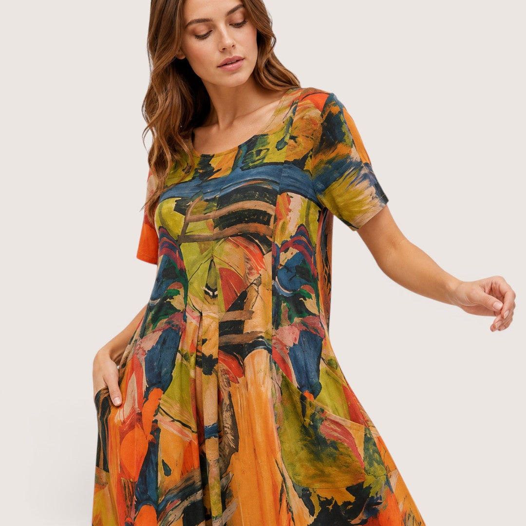 Azurielle | Women’s Abstract Print Midi Dress