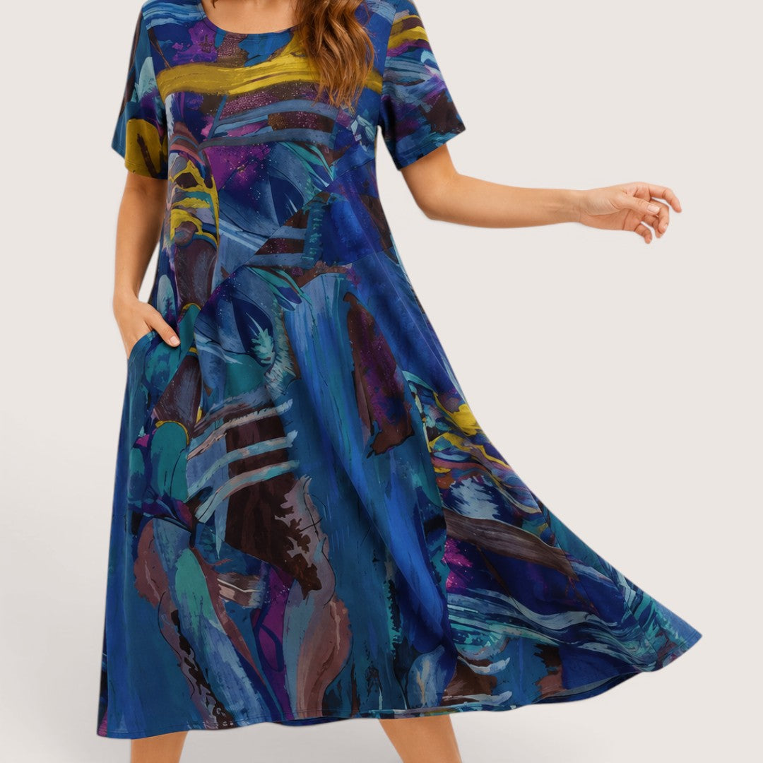 Azurielle | Women’s Abstract Print Midi Dress