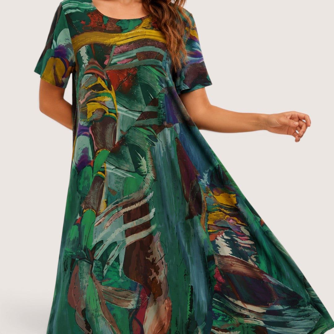 Azurielle | Women’s Abstract Print Midi Dress