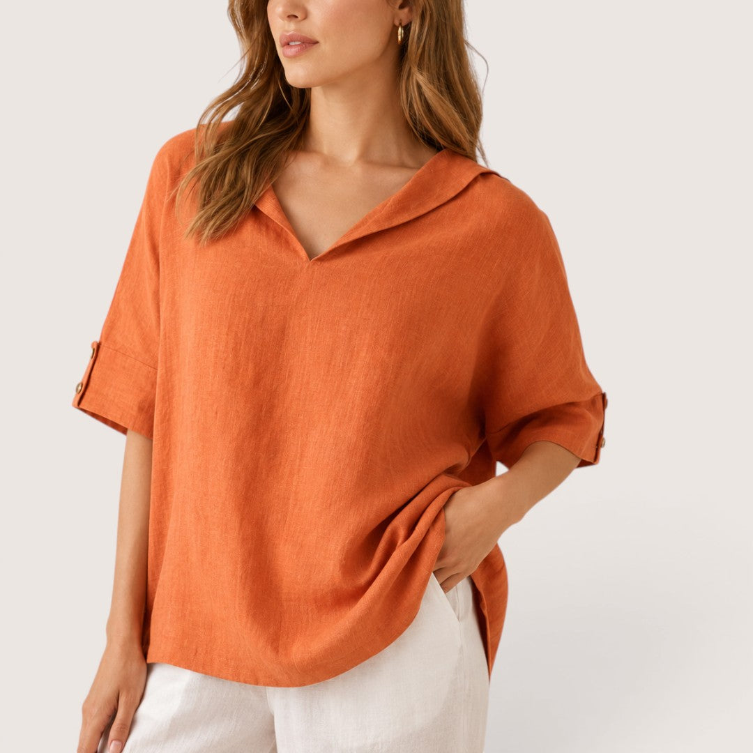Lurelia | Women’s Relaxed V-Neck Linen Blouse