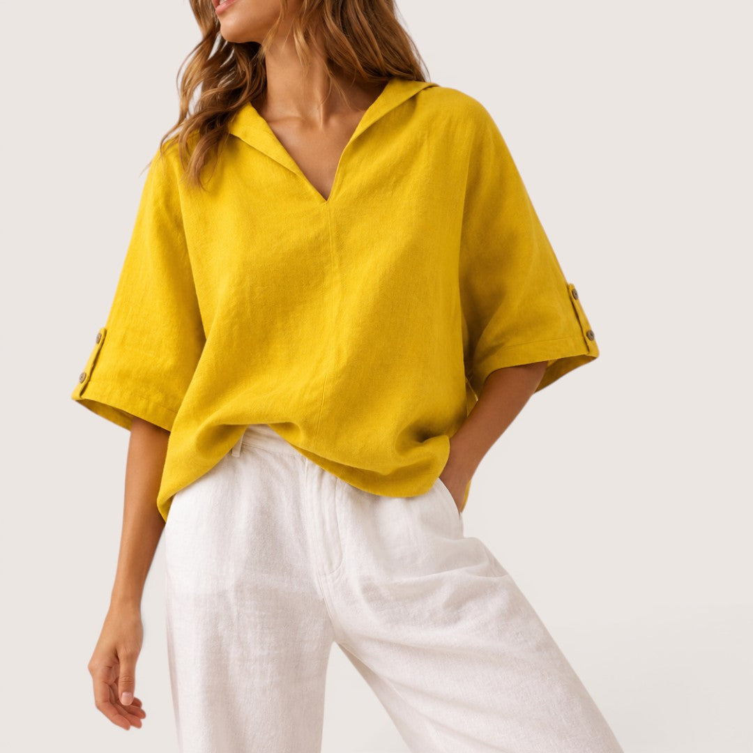Lurelia | Women’s Relaxed V-Neck Linen Blouse