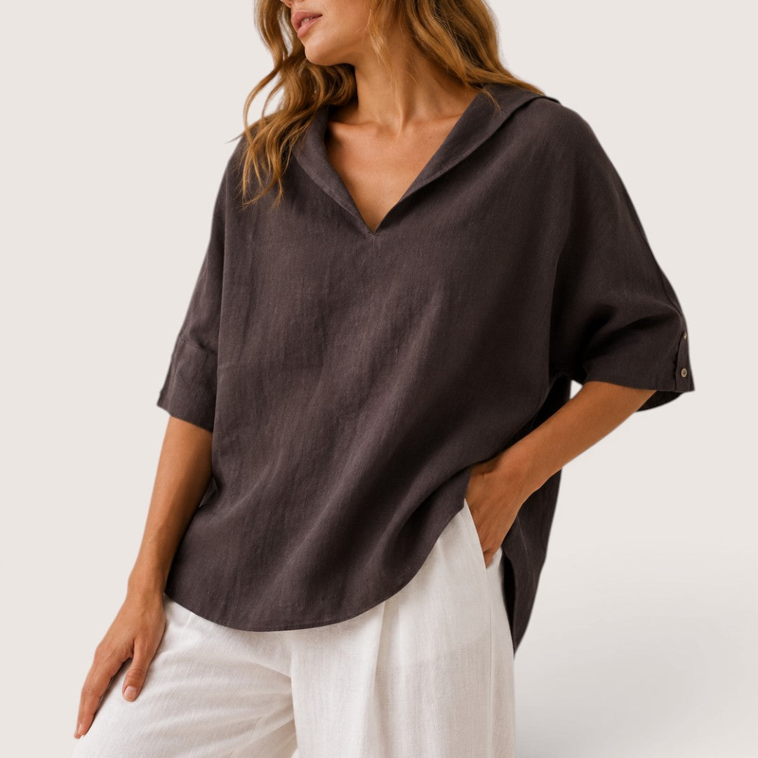 Lurelia | Women’s Relaxed V-Neck Linen Blouse