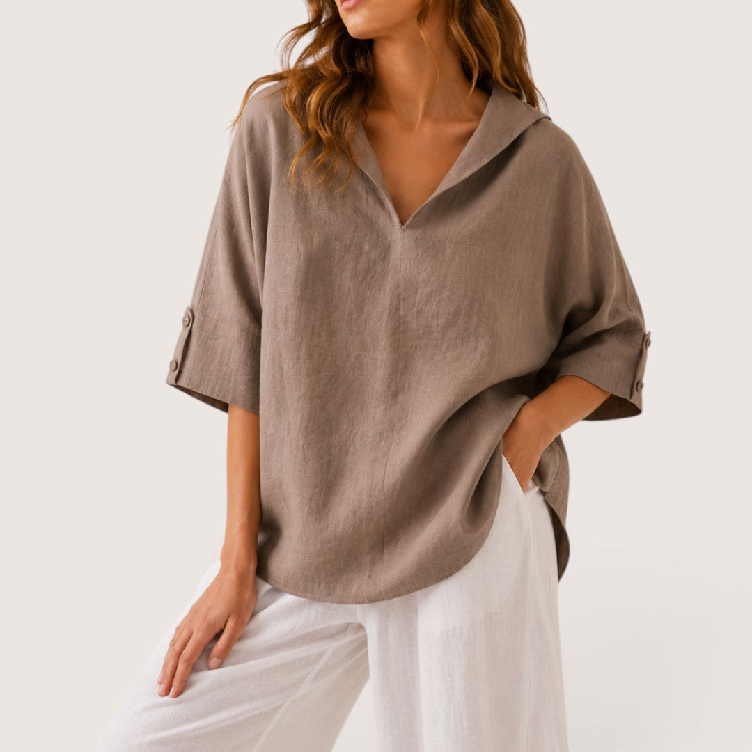 Lurelia | Women’s Relaxed V-Neck Linen Blouse