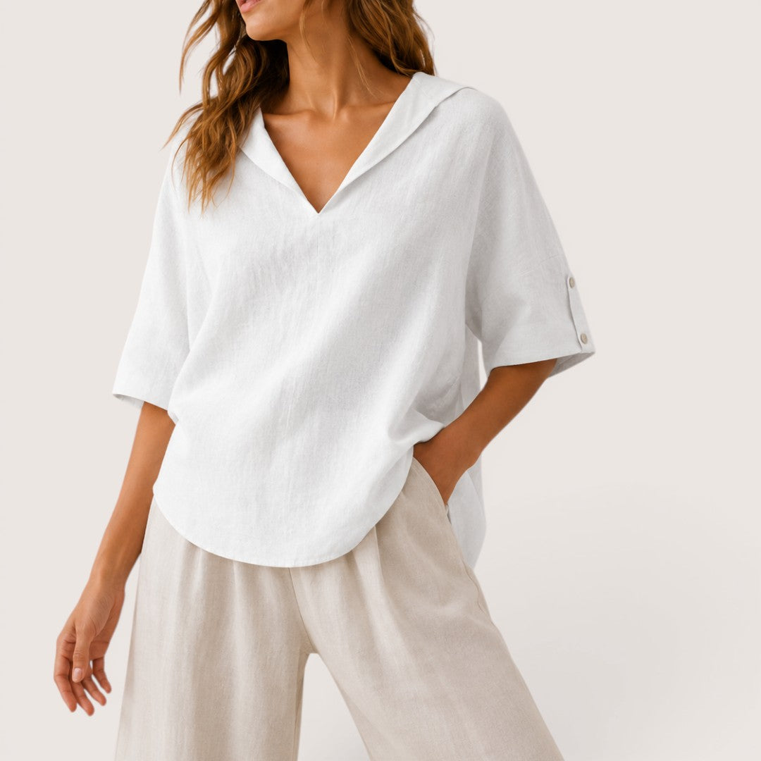 Lurelia | Women’s Relaxed V-Neck Linen Blouse