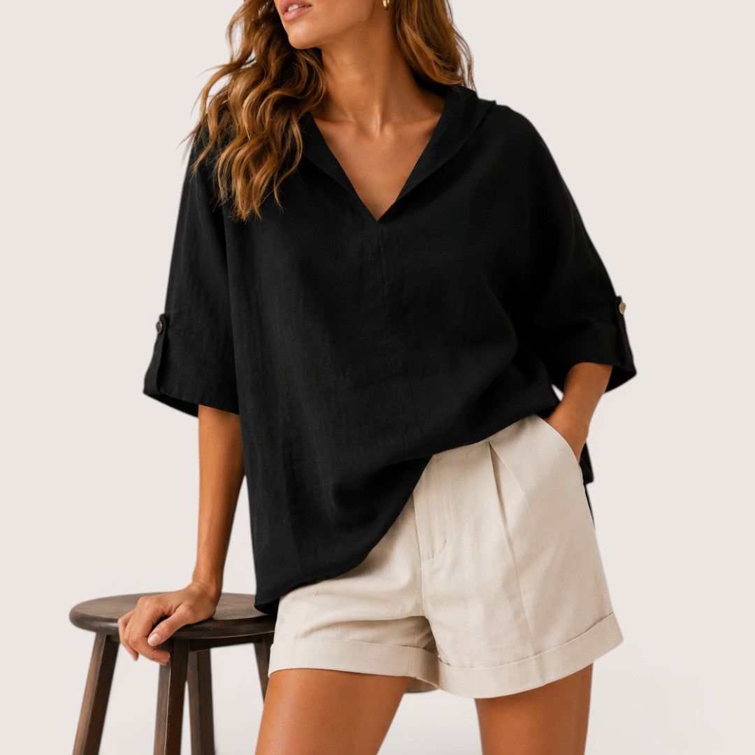 Lurelia | Women’s Relaxed V-Neck Linen Blouse