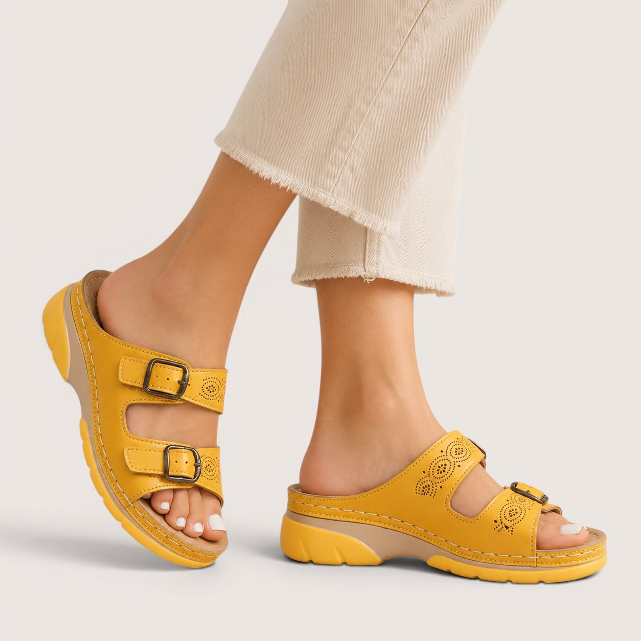 Solmeya | Women’s Double Buckle Comfort Sandals