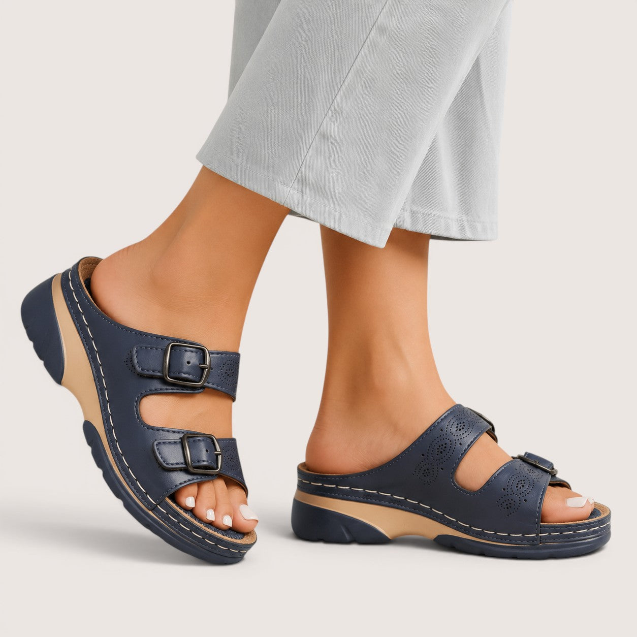 Solmeya | Women’s Double Buckle Comfort Sandals