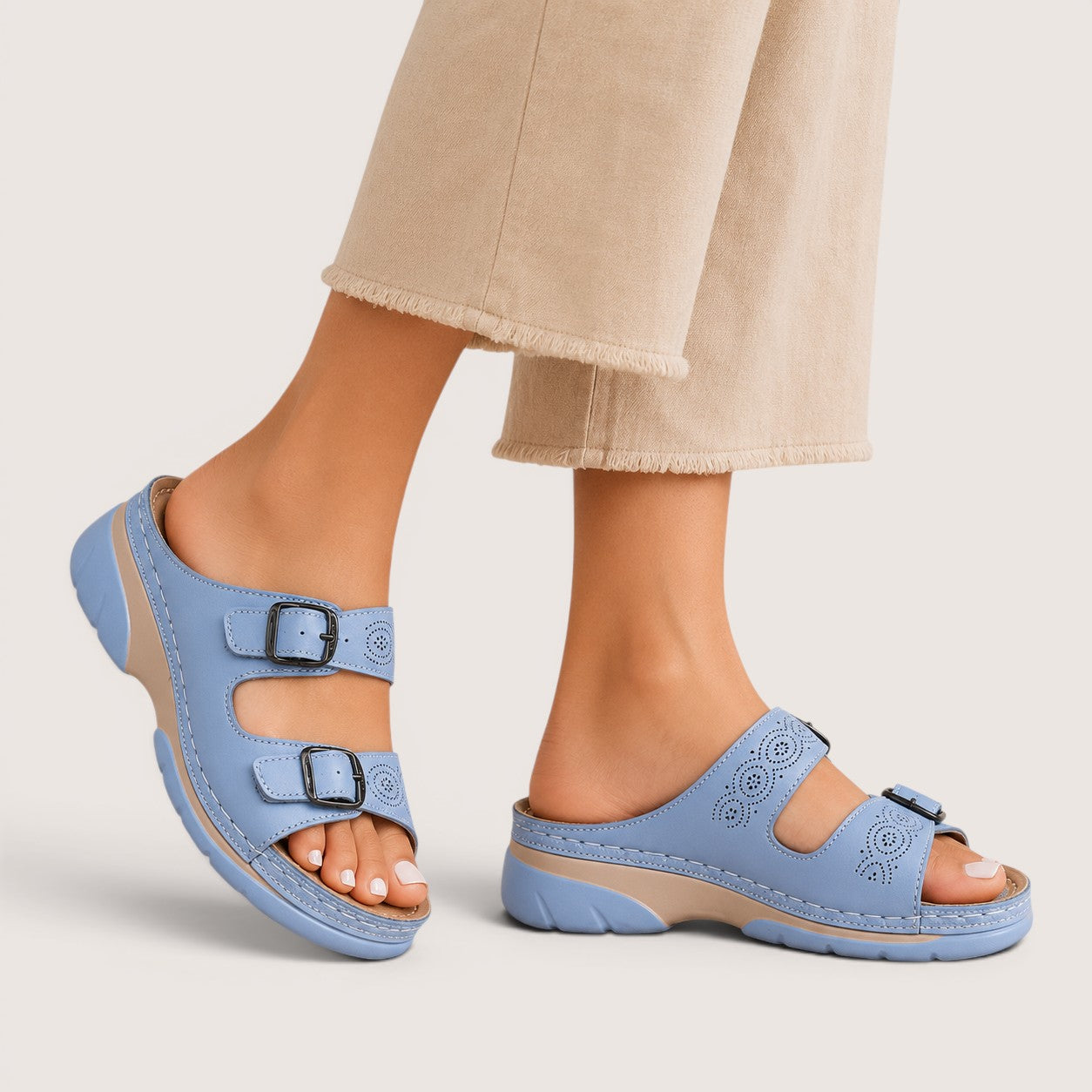 Solmeya | Women’s Double Buckle Comfort Sandals