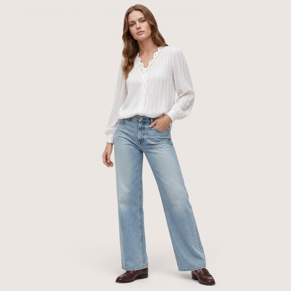 Rosamira | Women’s Pleated Button Blouse