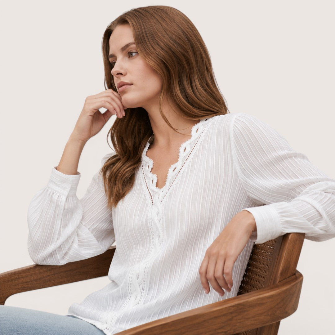 Rosamira | Women’s Pleated Button Blouse