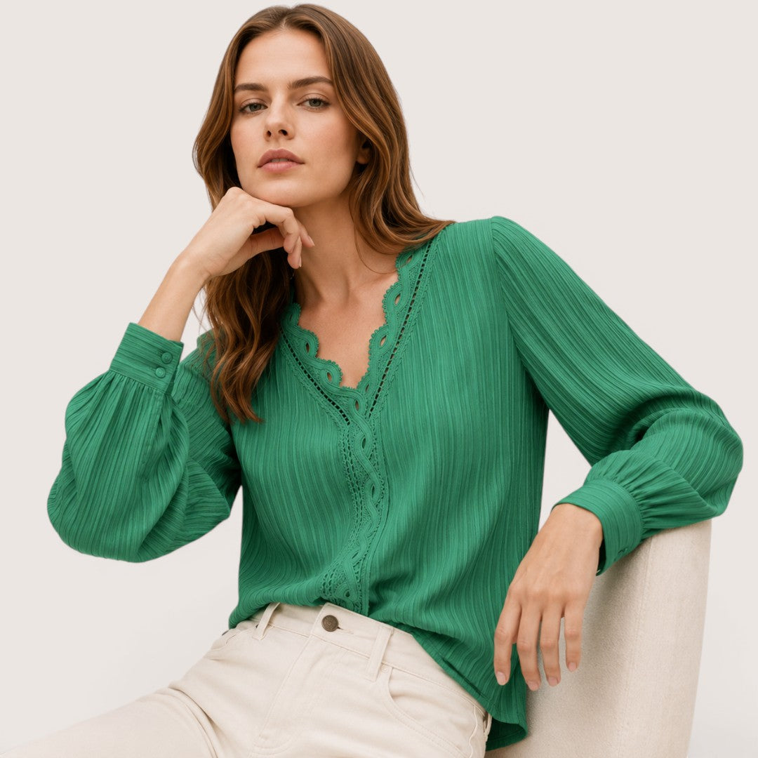 Rosamira | Women’s Pleated Button Blouse