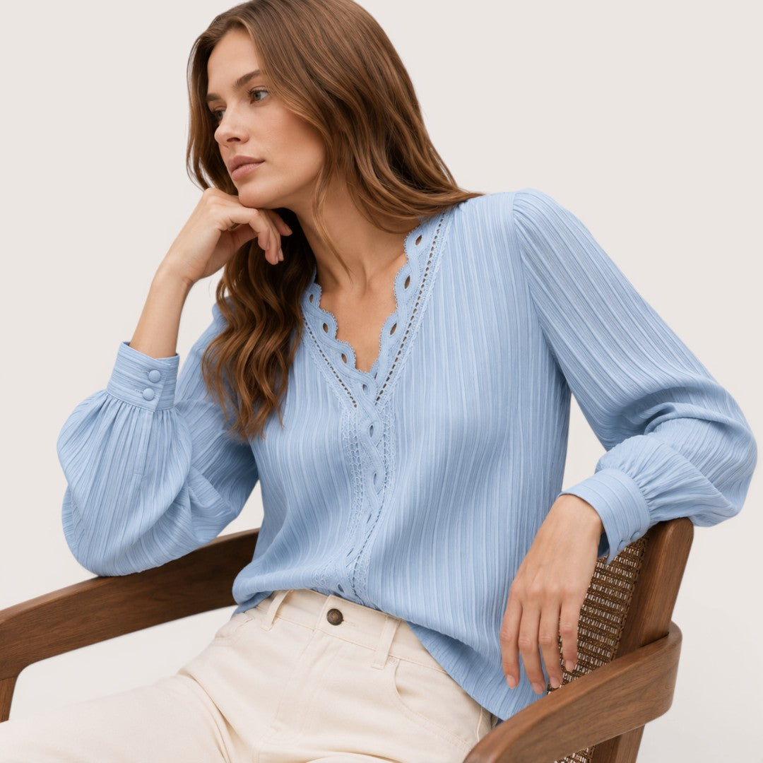 Rosamira | Women’s Pleated Button Blouse