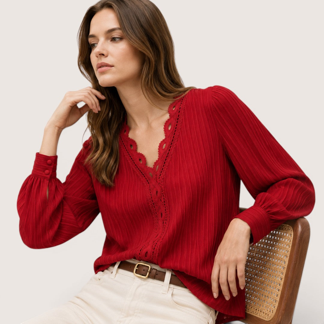 Rosamira | Women’s Pleated Button Blouse