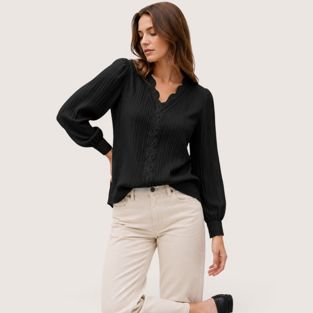 Rosamira | Women’s Pleated Button Blouse