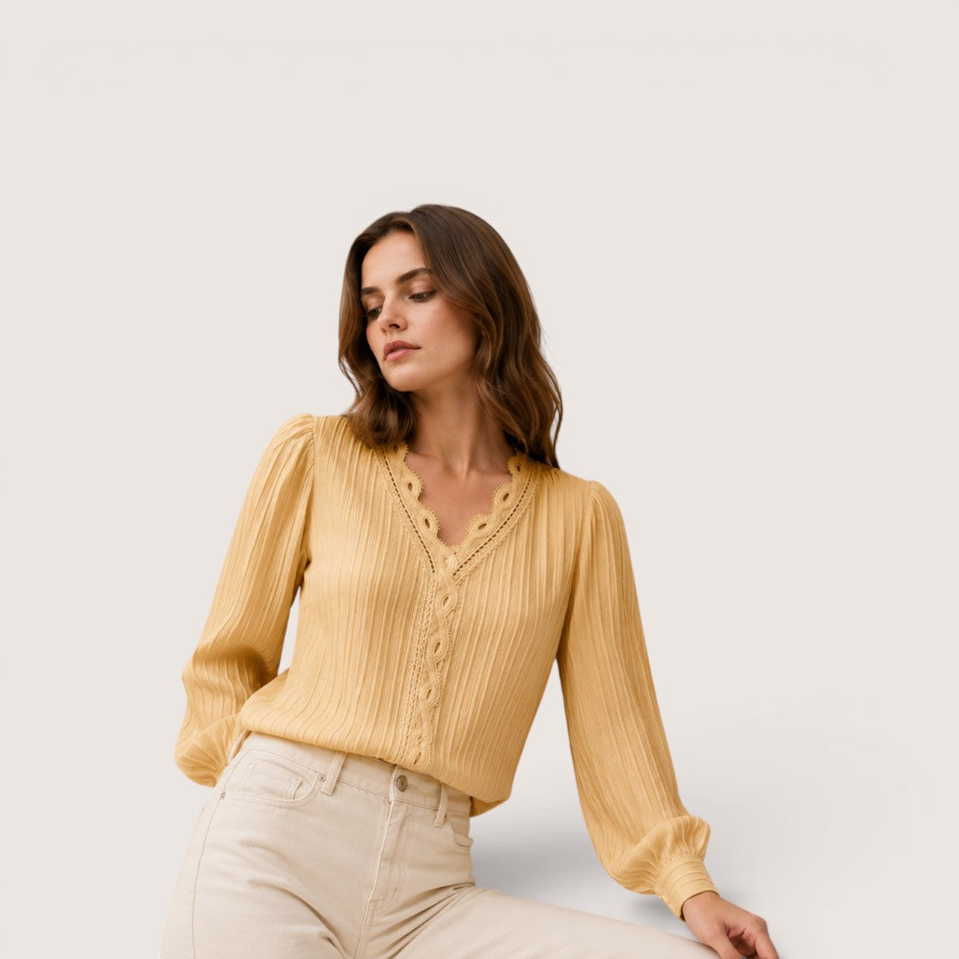 Rosamira | Women’s Pleated Button Blouse