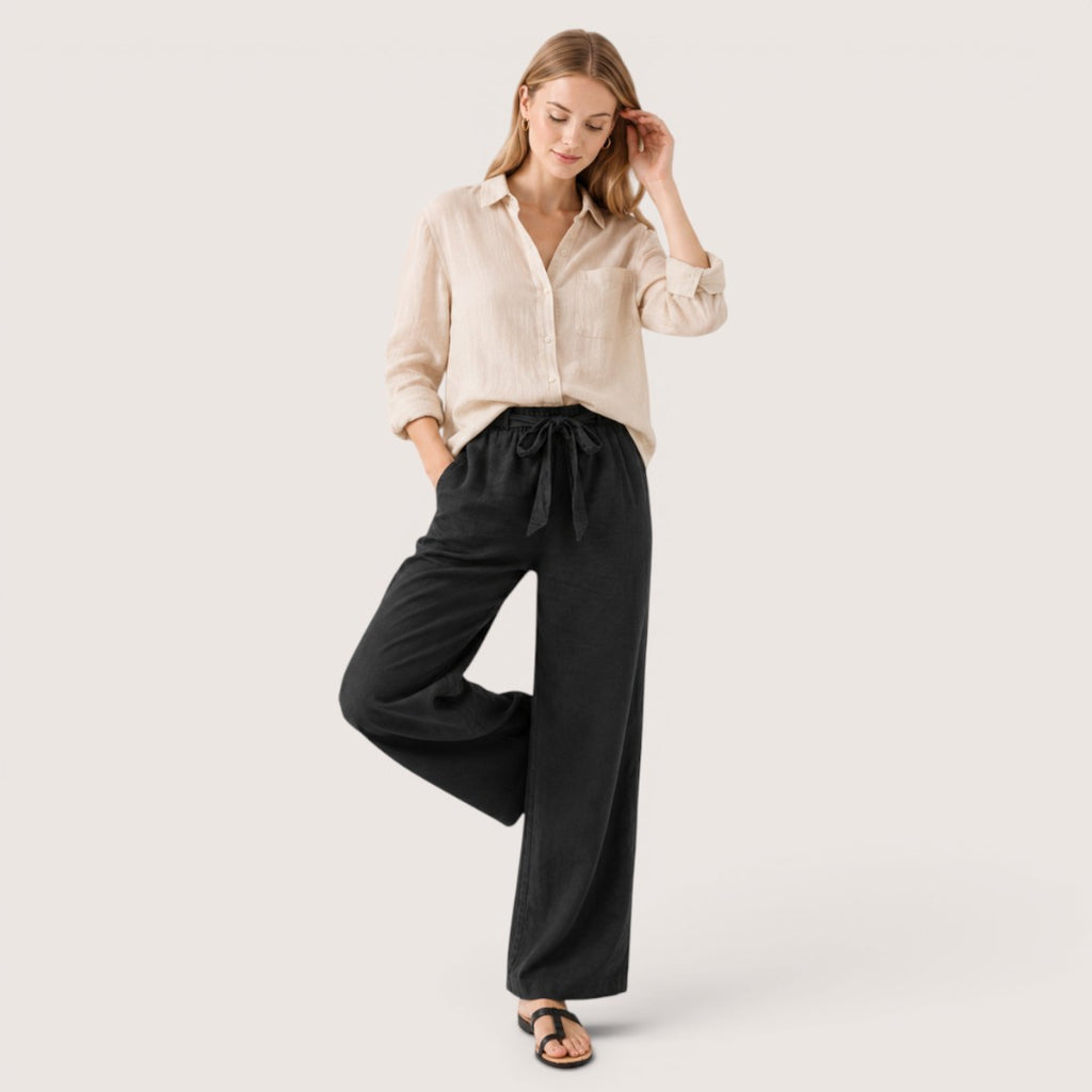 Olivienne | Women’s Linen Wide-Leg Drawstring Pants