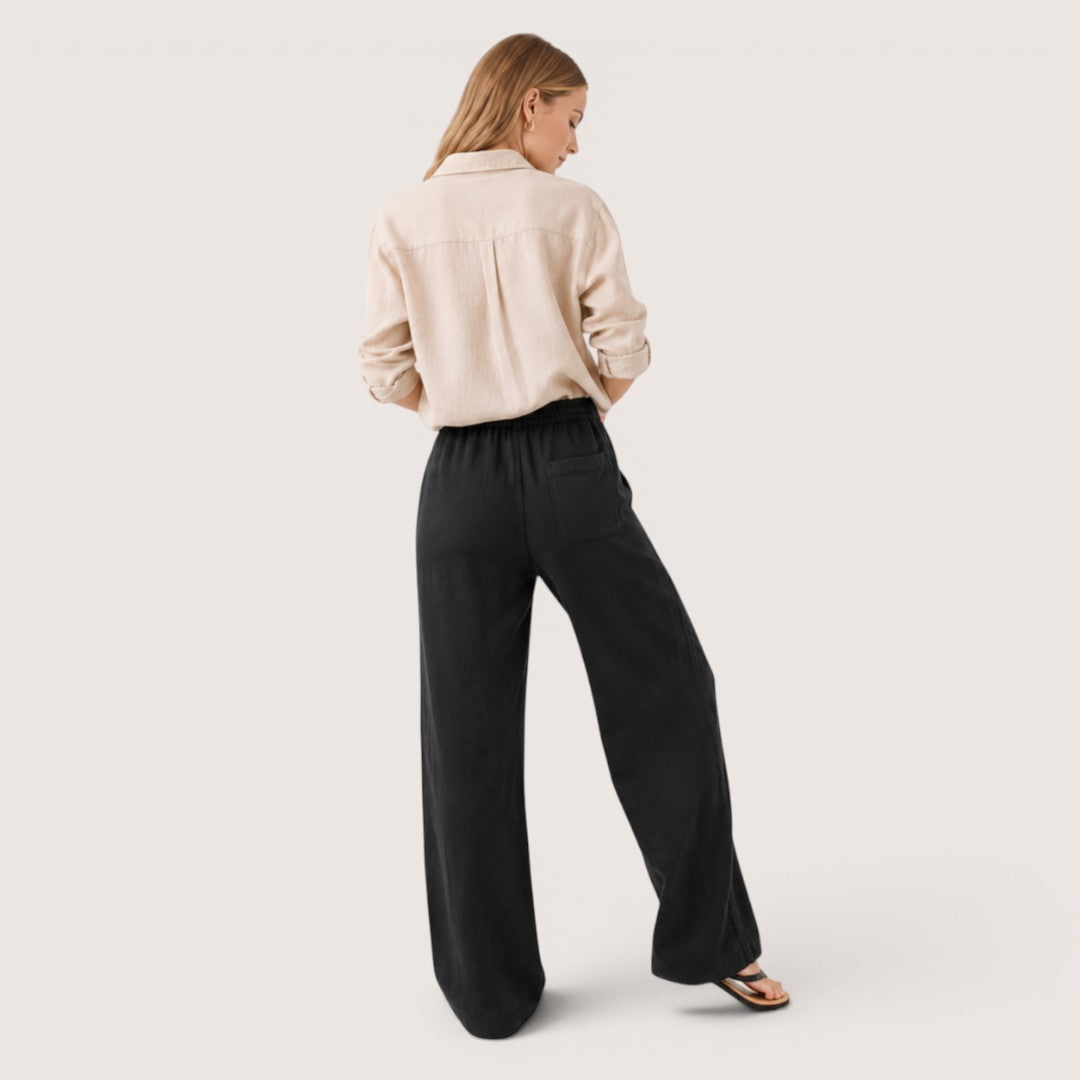 Olivienne | Women’s Linen Wide-Leg Drawstring Pants