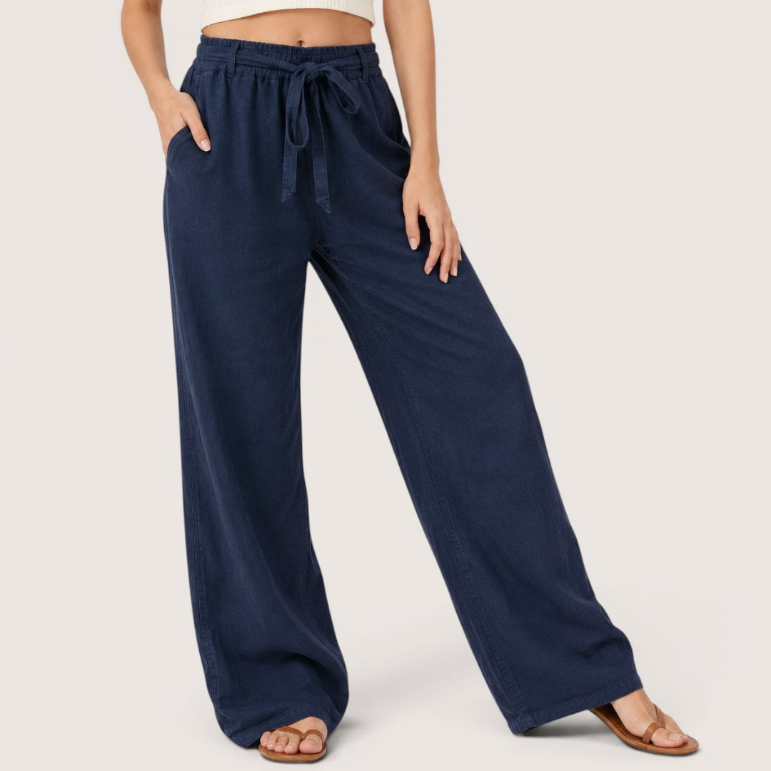 Olivienne | Women’s Linen Wide-Leg Drawstring Pants