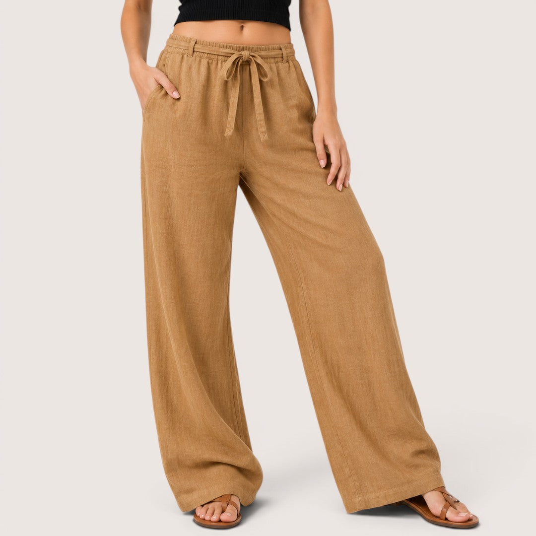 Olivienne | Women’s Linen Wide-Leg Drawstring Pants