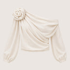 Soreia | Women’s One-Shoulder Draped Chiffon Blouse
