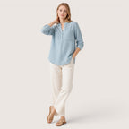 Roselune | Women’s Relaxed Textured Henley Blouse